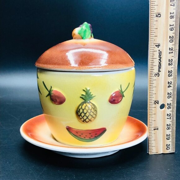 Kitsch Mr. Yummy Jelly Jam Jar Anthropomorphic Condiment Container Japan - Picture 13 of 14